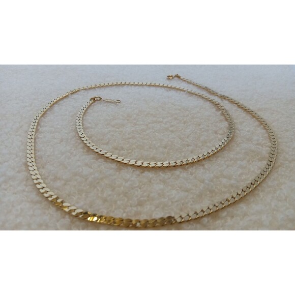 Napier Jewelry - Napier Signed Flat Gold Tone Chain 3 mm 23 Inches Vintage